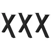 Vidaxl vidaXL Noge za jedilno mizo, 3 kosi, črne, 90 x (72–73) cm, jeklo