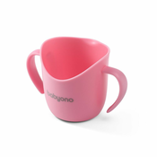 BabyOno Ergonomska skodelica z ušesi 120 ml roza 6m+