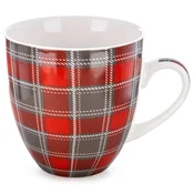 Northix Porcelanasta skodelica, XXL 1L, rdeče-siv karo dizajn