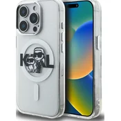 Karl Lagerfeld IML Glitter Karl and Choupette Sketch MagSafe Zadnji Pokrov za iPhone 15 Pro Max Transparent