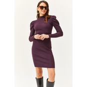 Olalook Womens Damson Half Turtleneck Princess Sleeve Raised Mini Dress