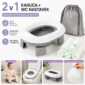 Kruzzel Prenosna otroška kahlica 2v1 + WC nastavek, zložljiva potovalna kahlica, 100 vrečk
