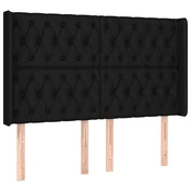 Vidaxl Vzglavje z ušesi črno 147x16x118/128 cm blago