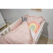 Lanena posteljnina za otroško posteljico DUSTY PINK, vel. M