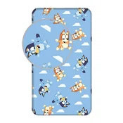 Modra napenjalna enojna bombažna otroška rjuha 90x200 cm Bluey – Jerry Fabrics