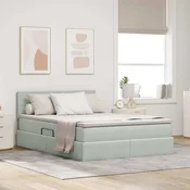 Krevet s od storage Svijetlo siva 140 x 200 cm Baršun