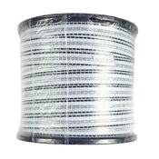 Električni trak za pastirske ograje Premium ojačan 20 mm x 200 m UV odporne bakrene žice bele barve s črnimi črtami