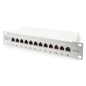 Digitus Digitus CAT 6A Patch panel, oklopljeni, 12-portni, 1U, 10, sivi