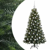Vidaxl Umjetno božično drevo z okrasnimi kroglami 180 cm 300 LED