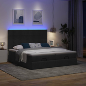 vidaXL Otomanski posteljni okvir z vzmetnicami črn 200x200 cm blago