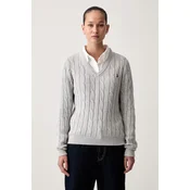 U.S. Polo Assn. pulover ženski bombažen V-NECK CABLE