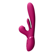 Vive Kura Thrusting G-Spot Vibrator with Flapping Tongue & Pulse Wave Stimulator Pink