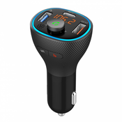 ART ART FM-oddajnik Bluetooth 5.0 + USB-A QC3.0 + tip C (skupaj 30 W) FM-73 črn