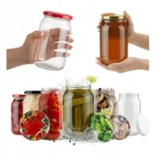 BE 8x Staklenka 900ml s navojnim cepom fi82 za med, pekmez, džemove, set staklenih tegli