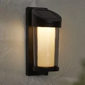 STAR TRADING LED sončna zunanja stenska svetilka Alippa, črna Višina 21 cm kovina - Sodobni - črna, dimno siva, prozorna, opal