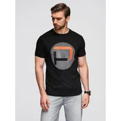 Ombre Mens cotton t-shirt with contrasting two-tone print - black
