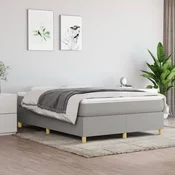 shumee vidaXL Posteljni okvir brez vzmetnice svetlo siv 140x190 cm oblazinjen s blagom