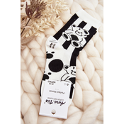 Womens mismatched socks with teddy bear, black and white