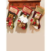 Božična dekoracija: nogavice FARGY rdeče (3 kosi v kompletu)