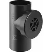 Geberit Inšpekcijski jašek PEHD 90/90° raven, z okroglim revizijskim pokrovom, črne barve (drenažni sistem HDPE)