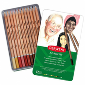 Boje drvene Aquarelle 12boja u metalnoj kutiji (za portrete) Academy Derwent