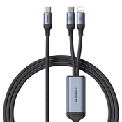 NEW 2v1 Speedy Series USB-C - USB-C / iPhone Lightning kabel 100W 1,5 m črn