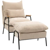 HOMCOM HOMCOM sprostitveni naslonjač s stolčkom vrvasta tkanina, pena 91,5D x 68Š x 88V cm Bež, (5000242824)