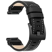 INF Združljiv usnjen pašček za uro Garmin Fenix 8/7X/3 - Retro stil Black 20 mm, (5000078837)