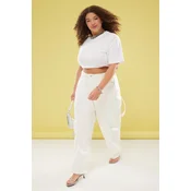 Trendyol Curve Ecru High Waist Straight Leg Plus Size Jeans