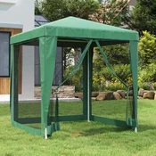 Šator za zabave s 4 mrežasta bocna zida zeleni 2 x 2 m HDPE