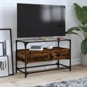 TV ormaric sa staklenom površinom boja hrasta 80x35x51cm drveni