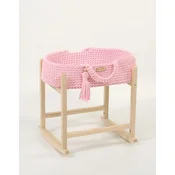 MY SWEET BABY Nosilec za punčke Moses Basket BOHO iz bombaža z leseno zibelko - roza