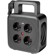 Podaljševalni kabel LogiLink 5 m, 4x vtičnica USB-A USB-C 3000 W IP20, zložljiv, za domačo uporabo