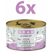 Grau GP Adult konzerva za mačke, piščanec & puranji srčki, 6 x 200 g