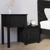 Nocni ormaric crni 79,5 x 38 x 65,5 cm od masivne borovine