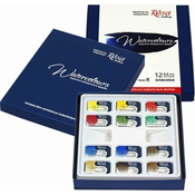 Komplet akvarelnih barv Classic, 12 barv, polne posodice, karton, ROSA GALLERY