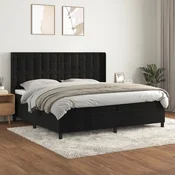 Greatstore Box spring postelja z vzmetnico črna 200x200 cm žamet