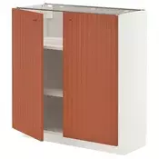 METOD Podni element s policama/2 vrata, bela/Terrsjö crvenobraon talasasta šara, 80x37 cm