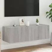 Zidni TV ormaric s LED svjetlima siva boja hrasta 100x35x31 cm