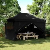 Zložljivi pop-up šotor za zabave 4 stranice črna