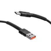 mobilNET pleteni kabel USB na Type-C 2 m 3A, črn