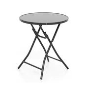 COSTWAY Vrtna miza s steklenim vrhom O 59 cm Zložljiva, (5000263341)