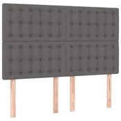 Vidaxl Vzglavje postelje sivo 144x5x118/128 cm umetno usnje