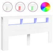 Vidaxl LED posteljno vzglavje belo 200x18,5x103,5 cm inženirski les