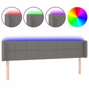Vidaxl LED posteljno vzglavje temno sivo 203x16x78/88 cm blago