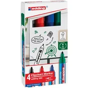 Set markera za flipchart, 1,5–3 mm, konusni, EDDING 380, 4 različite boje 4-380-4-2