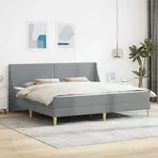 vidaXL Posteljni okvir z vzmetnico Svetlo siva 200 x 200 cm Poliester
