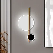 Schuller Valencia LED stenska svetilka Duo, višina 52 cm, črna/zlata, kovina - Dnevna soba/jedilnica - Sodobni - črna mat, zlata, bela mat - Aluminij