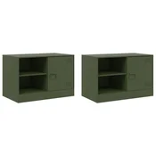 Vidaxl TV omarica 2 kosa olivno zelena 67x39x44 cm jeklo
