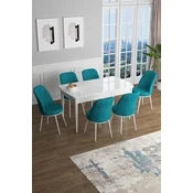 Hanah Home Set Trpezarijski sto i 6 stolica Han, Tirkizno-beli